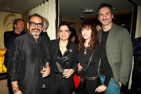 Subodh Gupta, Bharti Kher, Annie Morris and Idris Khan at the Great Women Sculptors dinner Photo Christos Katsiaouni