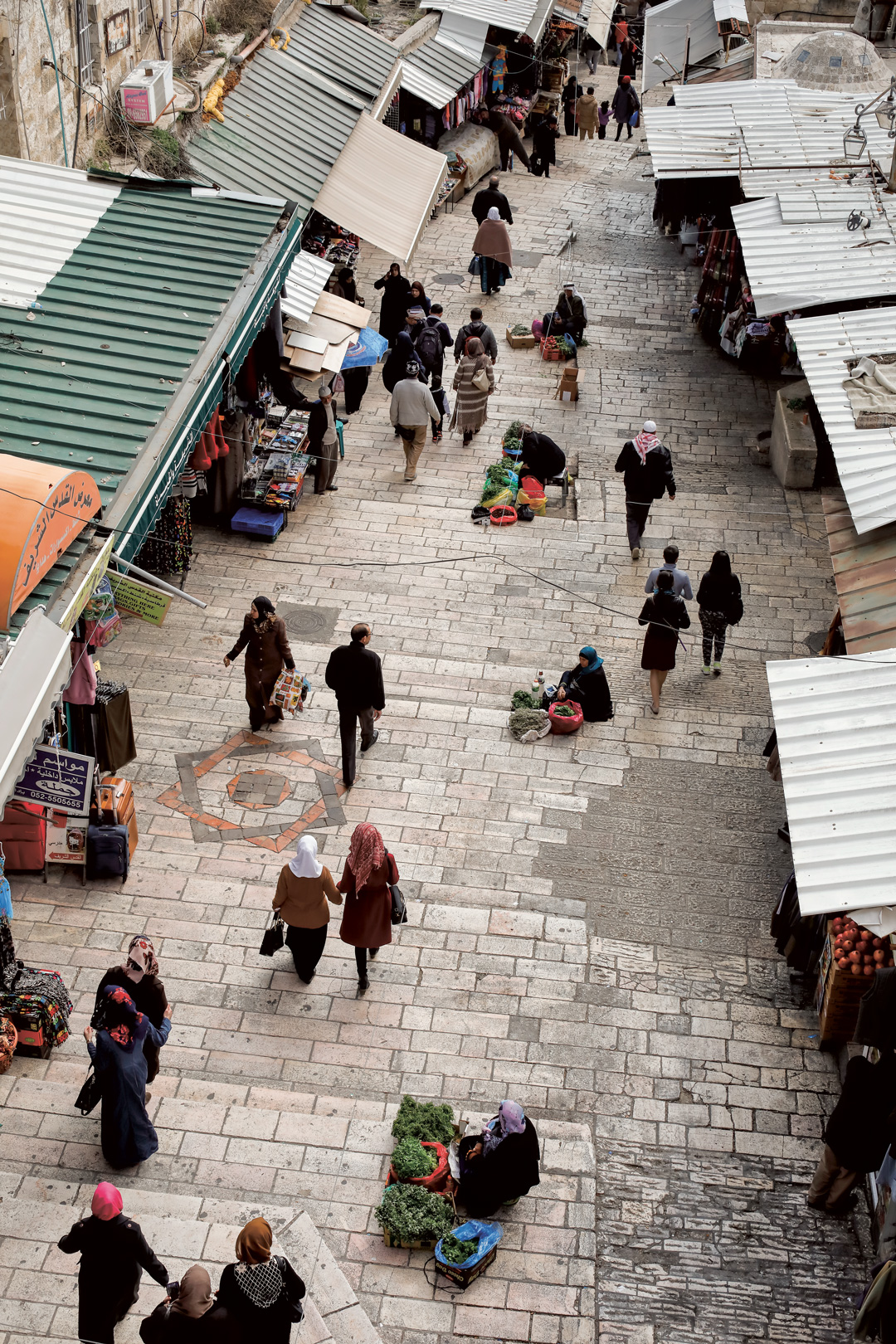 Stairs leading down from Damascus Gate into the Old City of Jeruslam. Photo by Dan Perez from The Palestinian Table