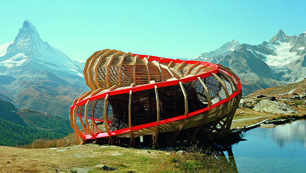 Evolver, Zermatt, Switzerland, Alice Studio/EPFL, 2009. Picture credit: © Joel Tettamanti/ALICE Studio EPFL. From Wood