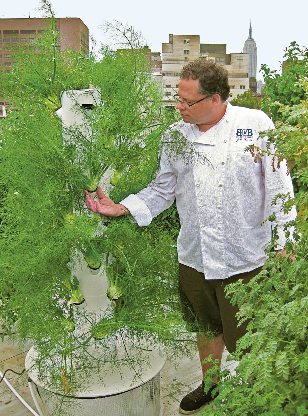 John Mooney in his rooftop garden at Bell, Book & Candle, Manhattan