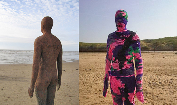 Antony Gormley's Iron Men covered by Olek