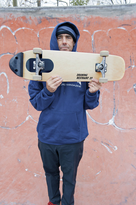 Lance Mountain with Matthew Barney's board, by Joe Brook, courtesy of Juxtapoz Magazine