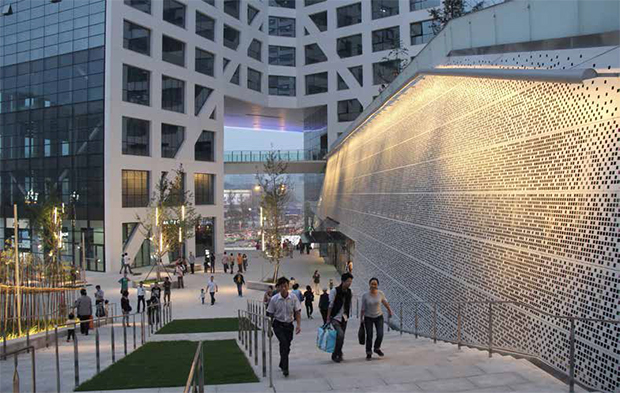 The public Plaza at Steven Holl’s Sliced Porosity Block, Chengdu, China. From Steven Holl