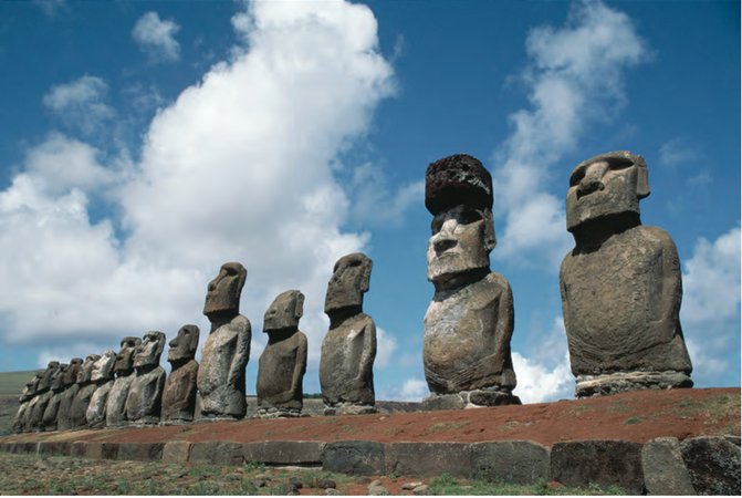 Moai of Rapa Nui (c.1100 – 1650), artist unknown. As reproduced in Body of Art