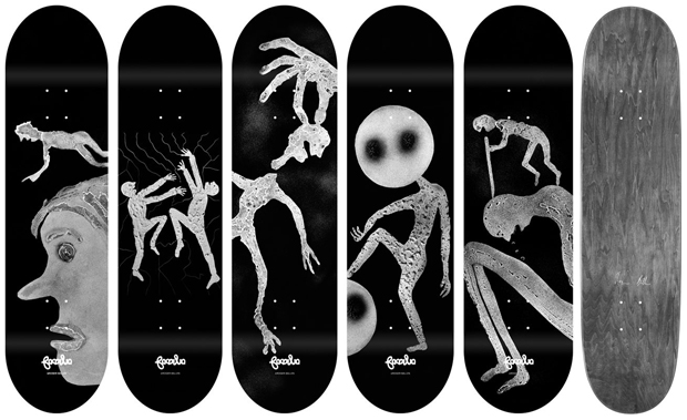 Roger Ballen's recent skateboard works for Familiar