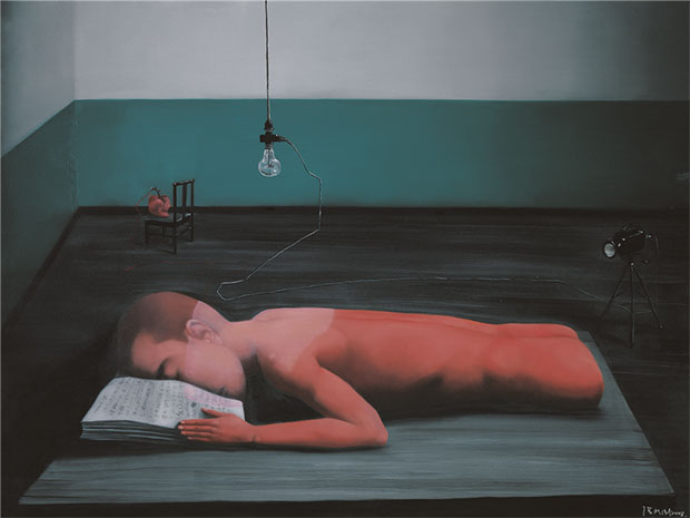 Zhang Xiaogang - Green Wall Series The Reader