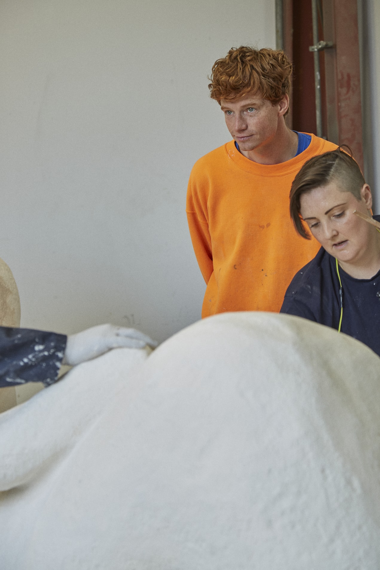 Jess Wine (centre) at work. Photographer: Ben Westoby © Battersea Power Station and Cass Sculpture Foundation