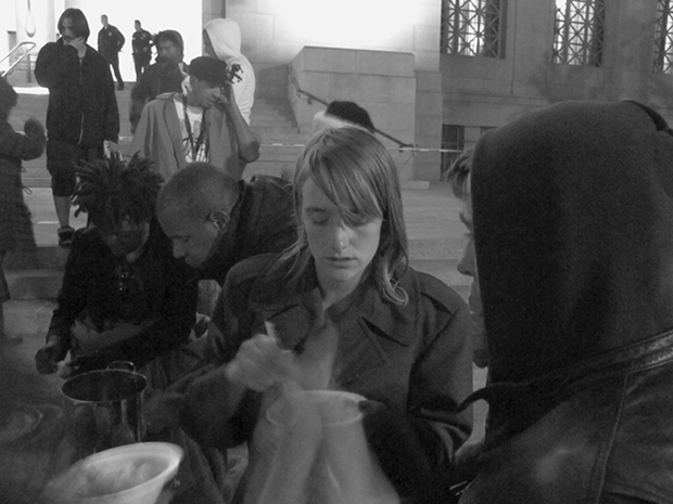 After the suppression of Occupy LA, protestors gather on West steps of City Hall, November 2011 - Danny Lyon, from The Seventh Dog