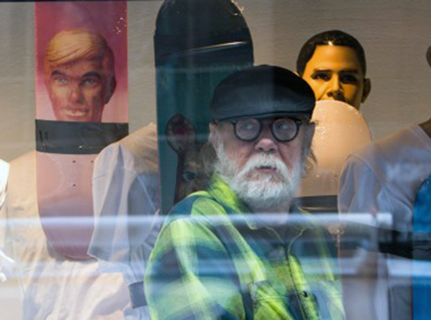 Paul McCarthy with his new skateboard series at the MoMA store in New York City. Image courtesy of theskateroom.com