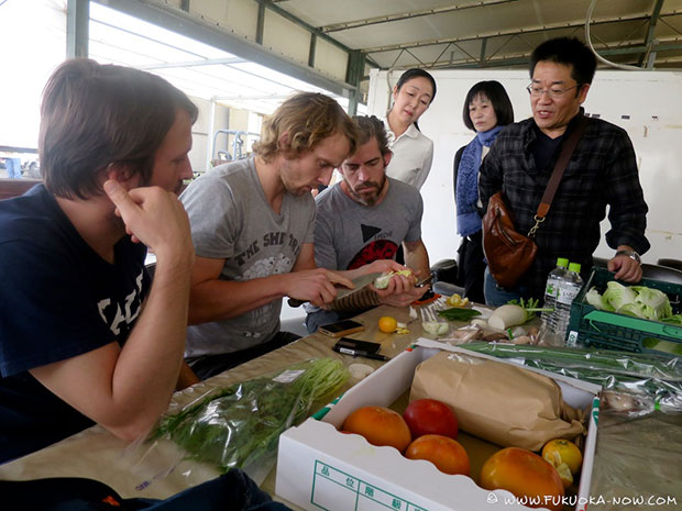 Redezepi, Frebet and Williams sample produce in Okinawa, Japan