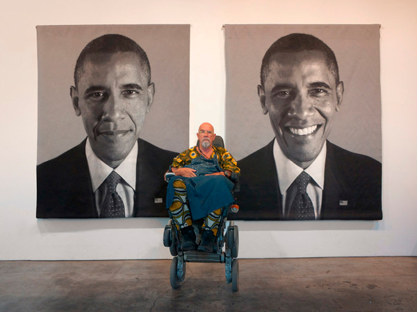 CHUCK CLOSE Barack Obama tapestry