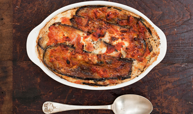 Aubergine parmigiana, a recipe from <a href=