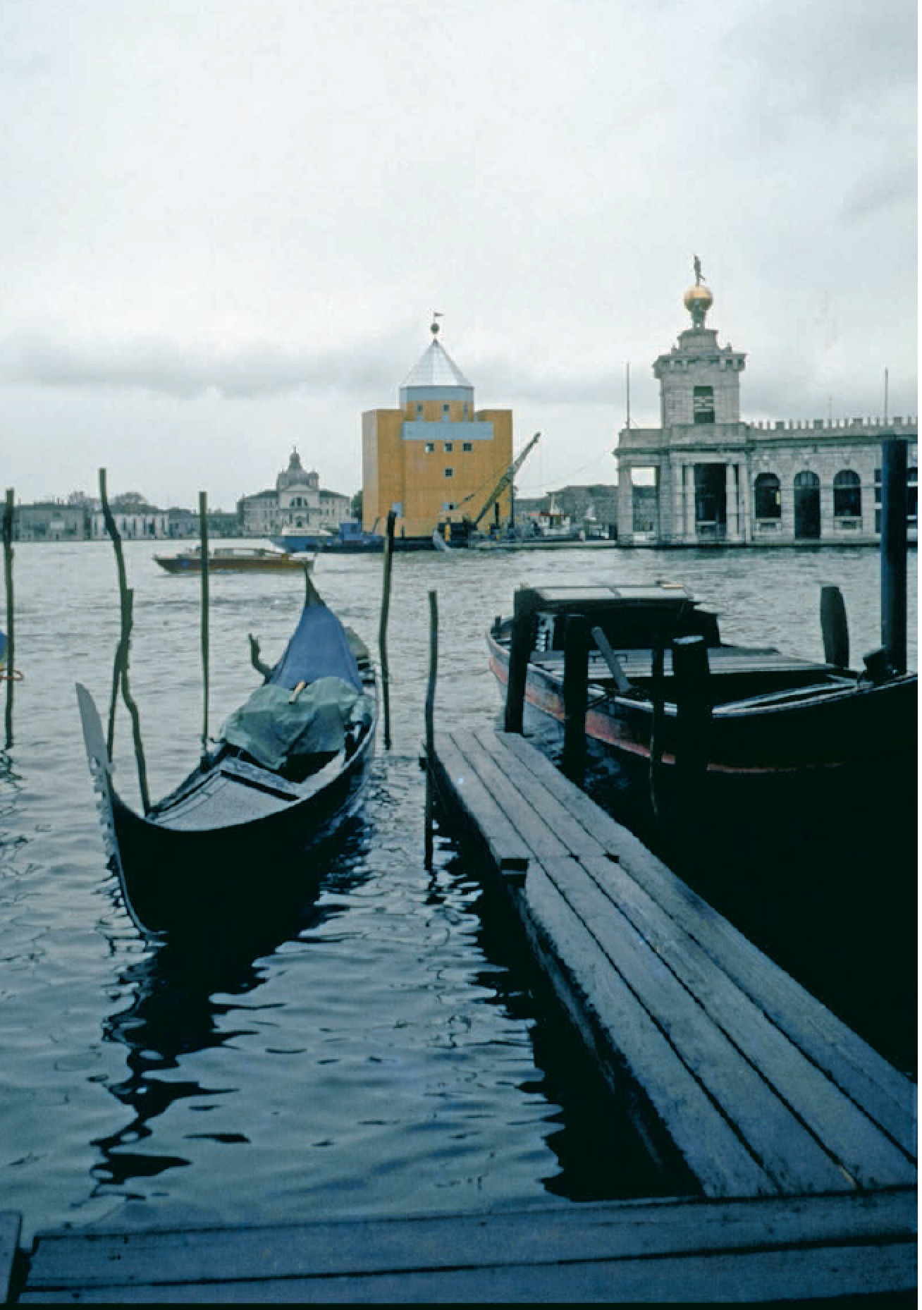 Aldo Rossi’s Teatro del Mondo (Theater of the World)
anchored at the Punta della Dogana during the 1980 Venice Architecture Biennale from Exhibit A Exhibitions That Transformed Architecture 1948-2000