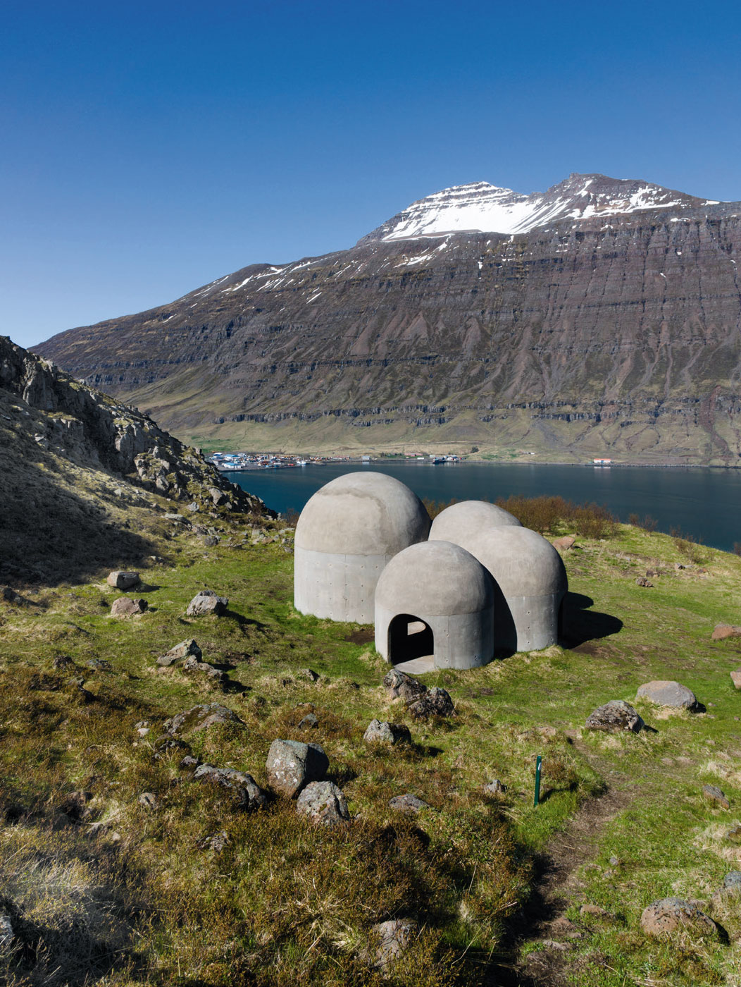 Tvisöngur, 2012, by Lukas Kühne, mountainside above the town of Seyðisfjörður, Iceland