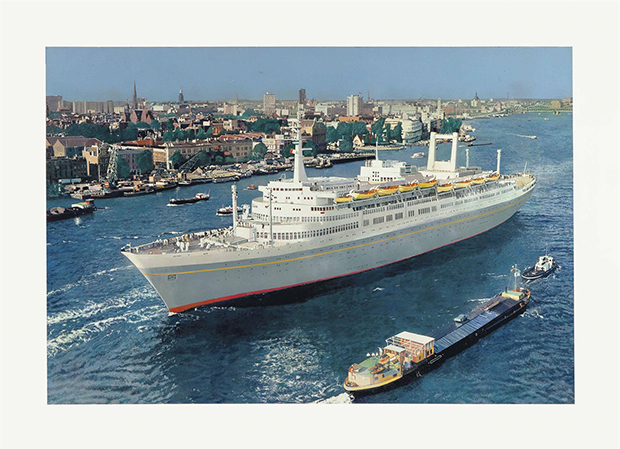 S.S. Amsterdam in Front of Rotterdam (1966) by Malcolm Morley