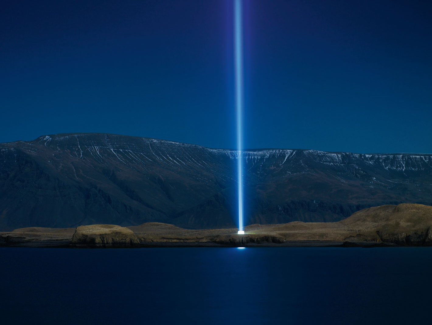 Imagine Peace Tower, 2007, by Yoko Ono, Viðey Island, Reykjavík, Iceland